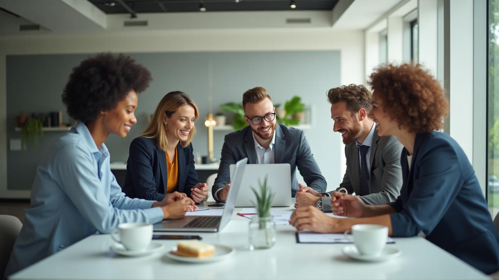 Equipo profesional trabajando en colaboración